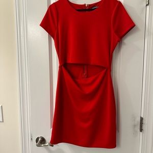 Express red cut out stomach dress. Gold zipper. Size 8